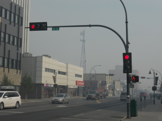 City of Yellowknife covered in smoke